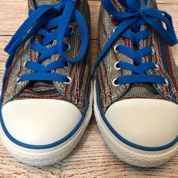 Converse Textile Leather Striped Sneakers M6 W8 - Picture 2 of 8